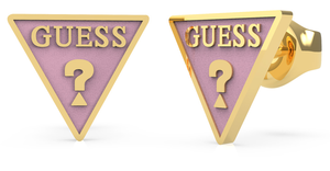 PENDIENTES GUESS PINK TRIANGLE LOGO STUDS YG UBE70121