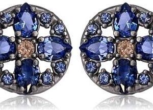 Pendientes Plata con oro Amarillo laminado de 18k y circonitas color Tanzanita y champán BOHEMME 7SHE002ET