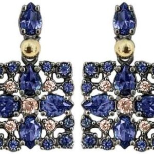 Pendientes Plata con oro Amarillo laminado de 18k y circonitas color Tanzanita y champán BOHEMME 7SHE003ET