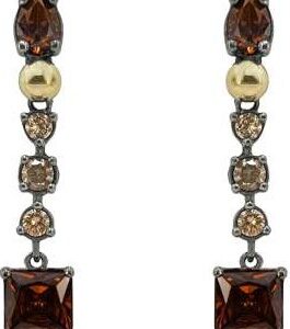 Pendientes Plata con oro Amarillo laminado de 18k y circonitas color Brown y champán BOHEMME 7SHE023EB