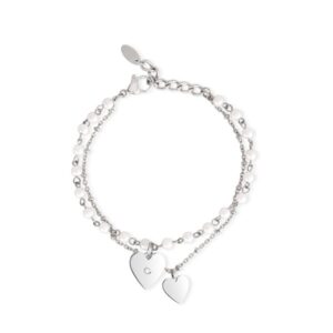 PULSERA 2 JEWELS ACERO, CRISTAL Y PERLITAS 232137